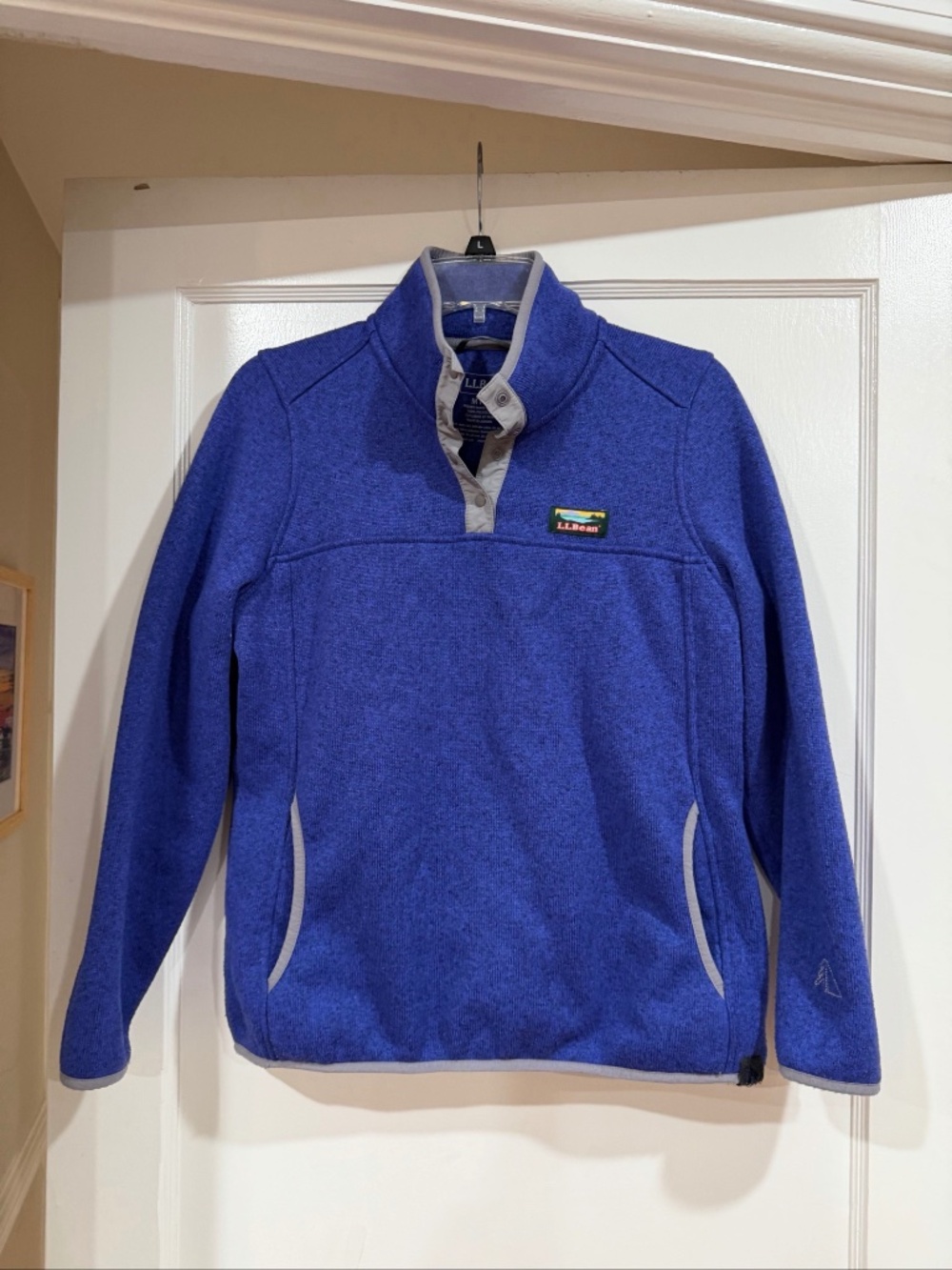 LL Bean Women's Blue Snap-Front Fleece Pullover
